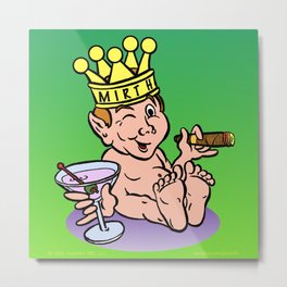 Mirthful Relaxing With Cigar & Martini Metal Print | Swizzlestick, Phunlife, Essex, Essexartabc, Wink, Winking, Martini, Cigar, Color, Essexart 