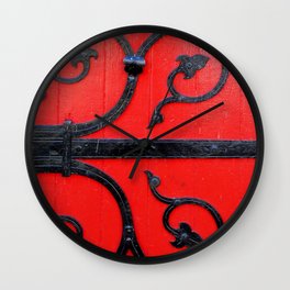 Hinge on a Red Door Wall Clock | Photo, Reddoor, Blackmetalhinge, Redchurchdoor, Digital, Decorativehinge, Woodendoor, Black, Architecture, Churchdoor 