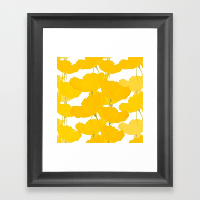 Yellow Mellow Poppies On A White Background #decor #society6 #buyart Framed Art Print