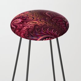 Abstract Colorful Burgundy & Carmine Spiral Pattern Counter Stool