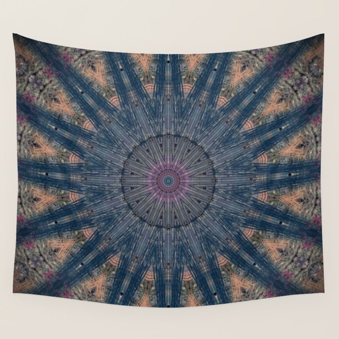 Delicate Navy Blue Bohemian Mandala Wall Tapestry By Artaddiction45