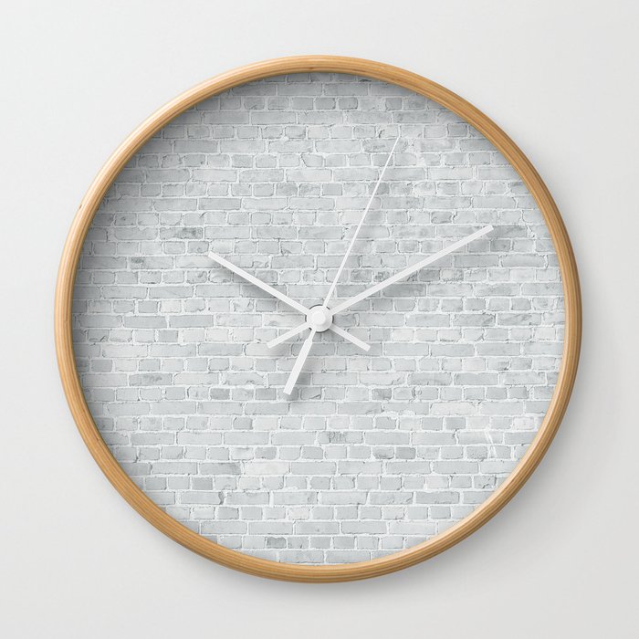 White Washed Brick Wall Stone Cladding Clock By Podartist White Washed Brick Wall Stone Cladding