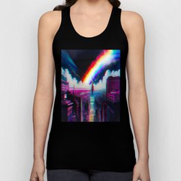 Rainbow city skyline art Tank Top