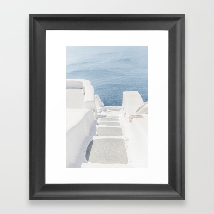 Santorini Stairway Framed Art Print by Roost Fine Art | Society6
