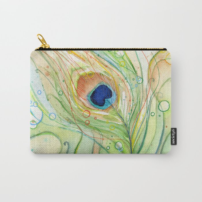 Peacock Feather Watercolor Pattern Carry-All Pouch