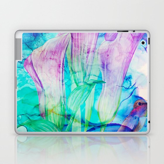 alcohol inks spring floral Laptop & iPad Skin