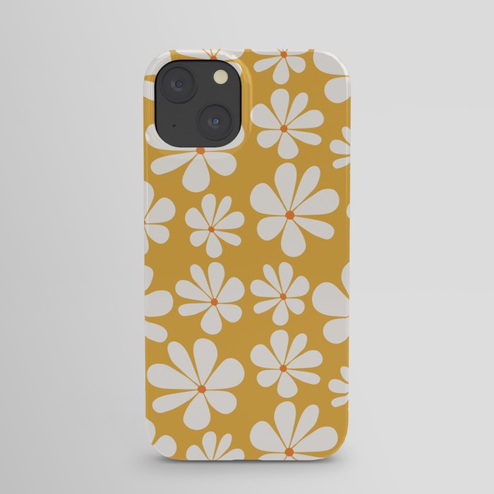 Retro Daisy Pattern - Golden Yellow Bold Floral iPhone Case