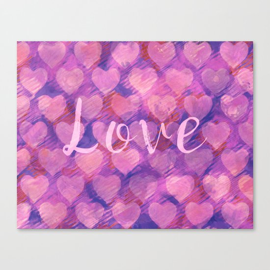 Pink hearts pattern Canvas Print