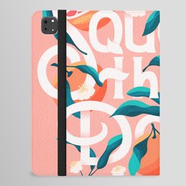 Squeeze The Day Lettering Illustration With Oranges VECTOR iPad Folio Case