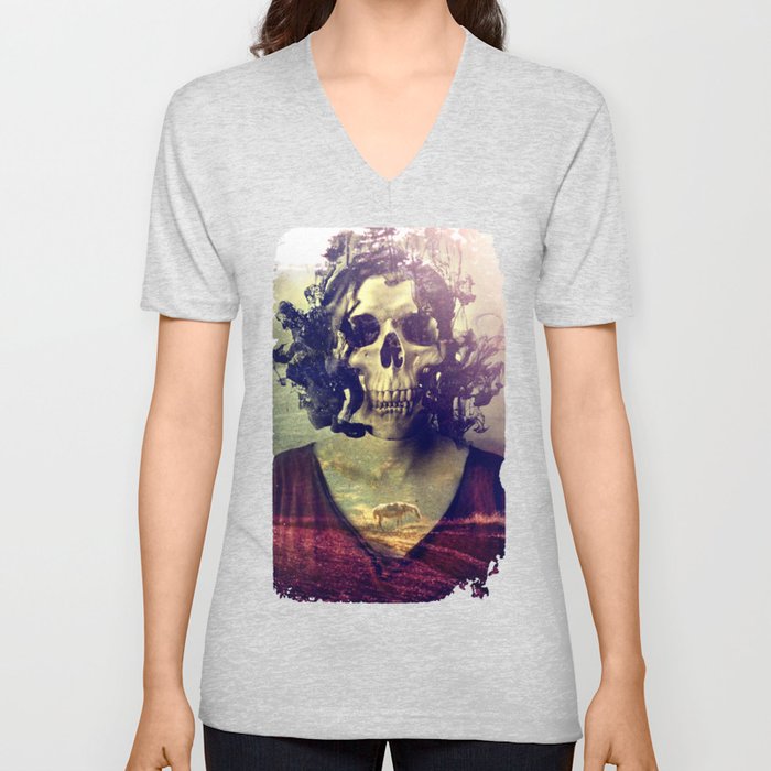 Miss Skull V Neck T Shirt