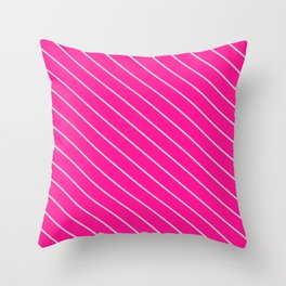[ Thumbnail: Deep Pink & Light Gray Colored Pattern of Stripes Throw Pillow ]