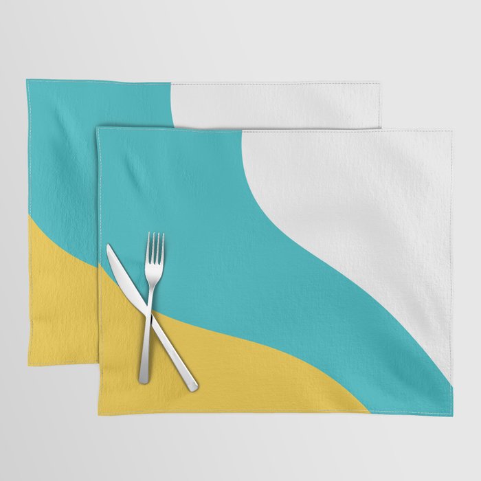 Simple Waves - Turquoise and Yellow Placemat