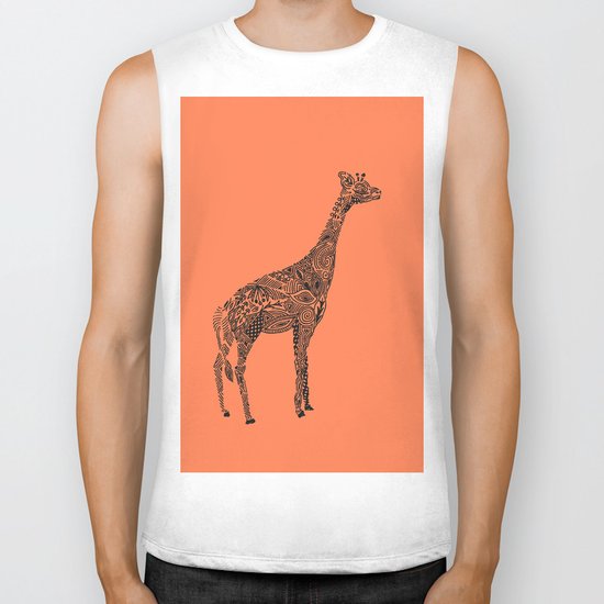 Designer Giraffe Coral Biker Tank