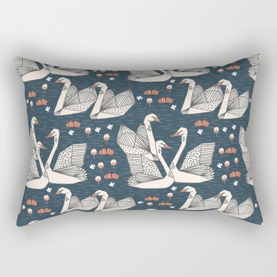 Origami Swans by Andrea Lauren Rectangular Pillow