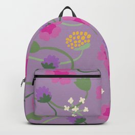 Flowers and plants of Singapore Art Print Backpack | Nature, Pattern, Chillvibe, Flower, Digital, Calm, Coolgift, Flowerpower, Painting, Pink 