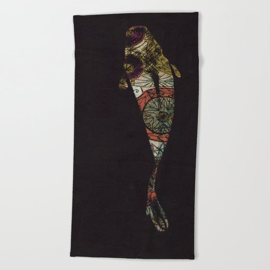 闇に泳ぐ (you are swimming in the darkness) Beach Towel