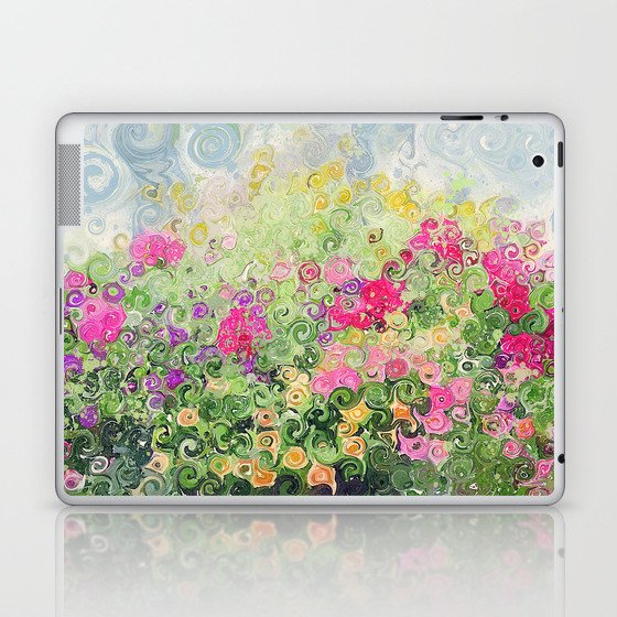 Dreamy Confetti Flower Basket Bouquet -- Whimsical Painterly Abstract Laptop & iPad Skin