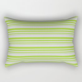 [ Thumbnail: Light Grey and Green Colored Stripes Pattern Rectangular Pillow ]