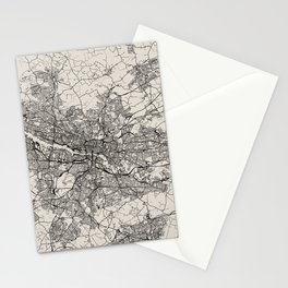 Glasgow, Scotland. City Map Drawing - Black and White Stationery Card