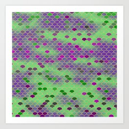 Green and Purple Mermaid Scales Art Print