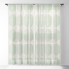 Hexagonal Pattern VI Soft Green Sheer Curtain