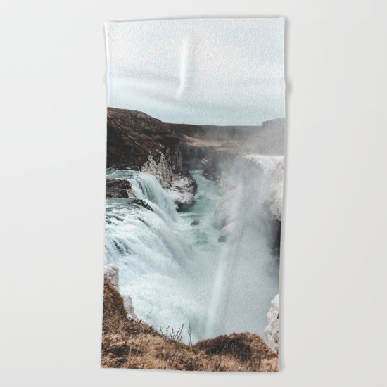 Gullfoss - Landscape Photography Beach Towel