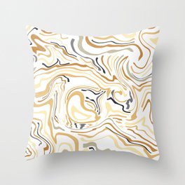Marble Liquified Pattern in yellow brown and Gray Throw Pillow