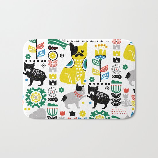 Scandinavian French Bulldog Bath Mat