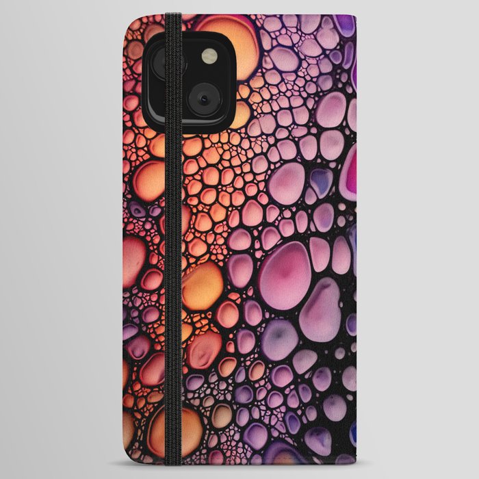 Colorful bubbles pour ink painting iPhone Wallet Case