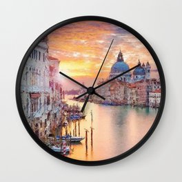 Venice, Italy Grand Canal Sunset landscape painting Wall Clock