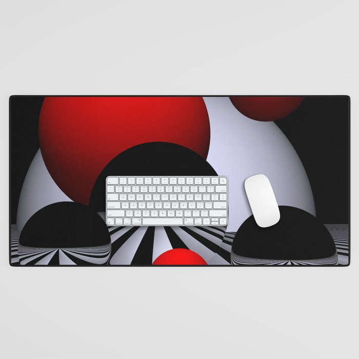 red and white and black -251- Desk Mat