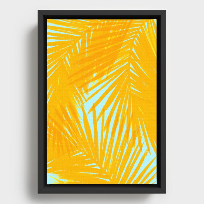 Palms Tangerine & Blue Framed Canvas