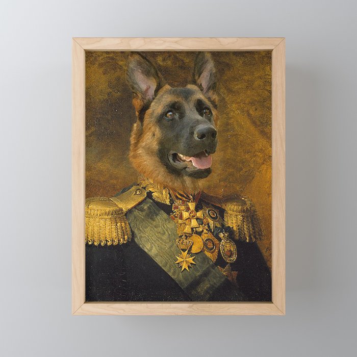 German Shepherd General Portrait Painting | Dog Lovers! Framed Mini Art Print
