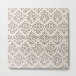 Victorian Gothic Pattern 523 Beige and Linen White Metal Print