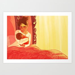 Mother and curly girly Art Print