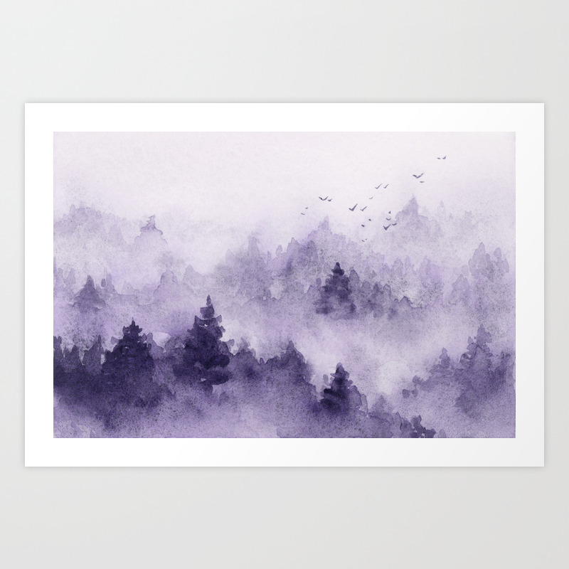 Purple Misty Forest Art Print By Ellenwilbergart Society6 Purple Misty Forest Art Print By Ellenwilbergart Society6