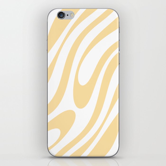 Wavy Loops Retro Abstract Pattern in Buttercream Yellow on White iPhone Skin