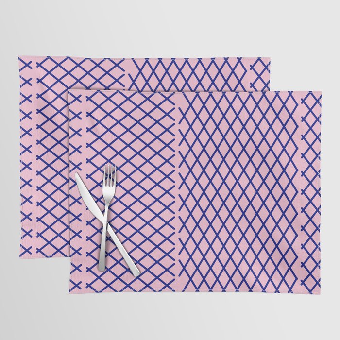 Pink and Blue Cross-Hatch Patch Pattern Placemat