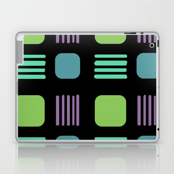 Mid-Century Modern Squares Lines Black Colorful 3 Laptop & iPad Skin