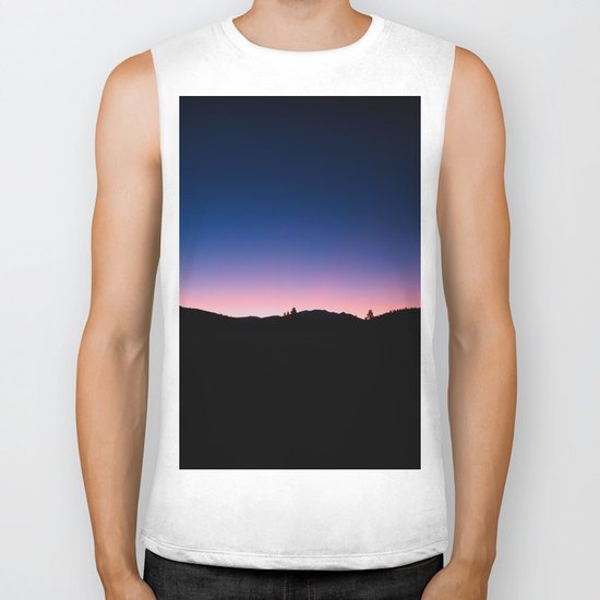 Pink blue sky Biker Tank