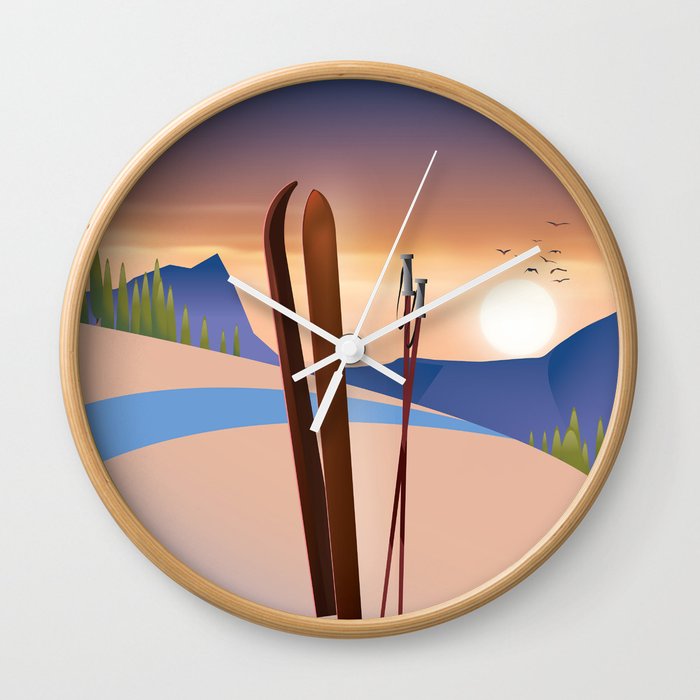 Ski landscape poster Wall Clock