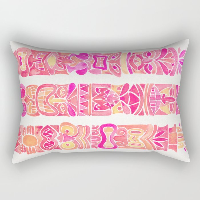 Tiki Totems – Pink Palette Rectangular Pillow