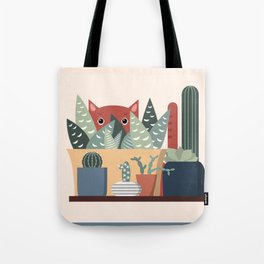 Cat and succulents No1 Tote Bag