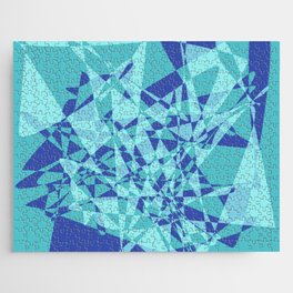 Broken mirror 3 - Cool Blue Geometric Abstract Jigsaw Puzzle