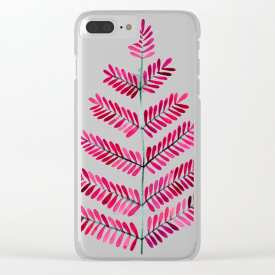 Pink Leaflets Clear iPhone Case