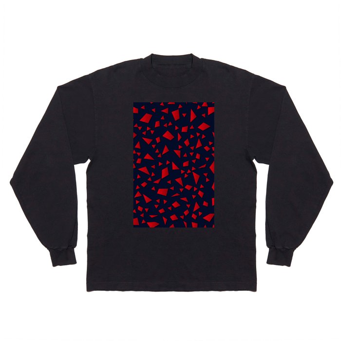 Red Color Geometric Design Long Sleeve T Shirt