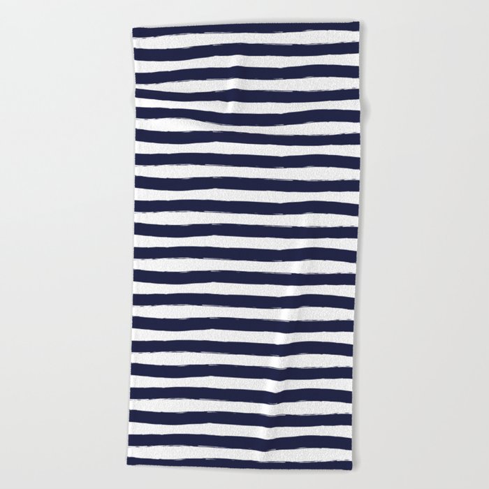 Navy blue and white striped towels cheap