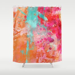 Paint Splatter Turquoise Orange And Pink Shower Curtain
