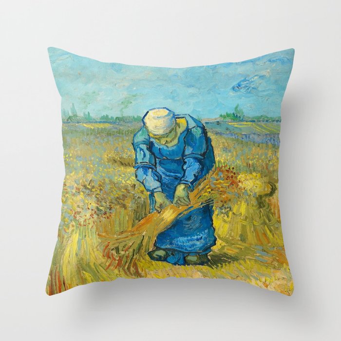 Vincent van Gogh Peasant Woman Binding Sheaves  Throw Pillow