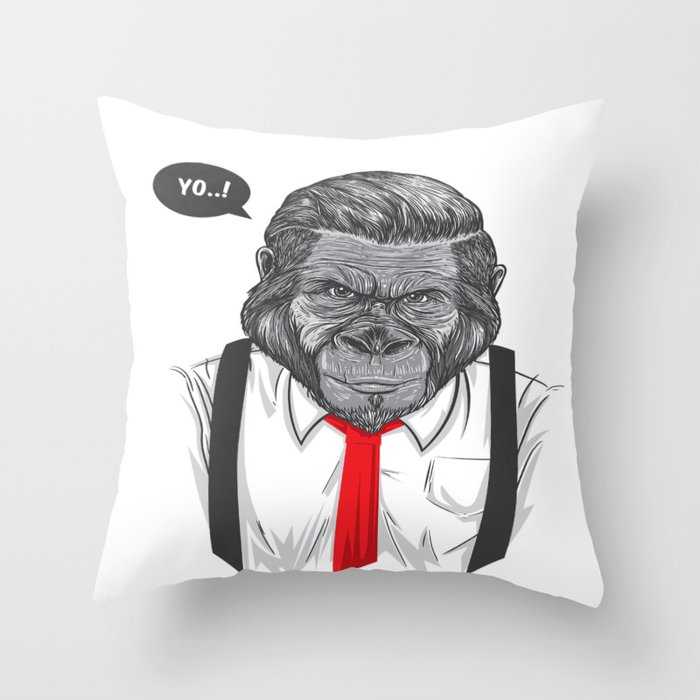 Sick Ape Yo! Gorilla Throw Pillow
